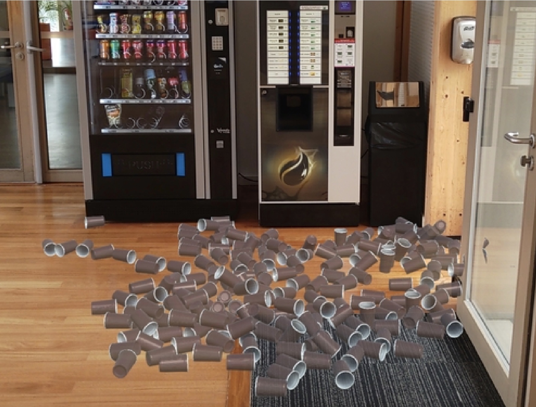 Quantity of single-use plastic cups accumulated for a given period of time (captured from Hololens)
